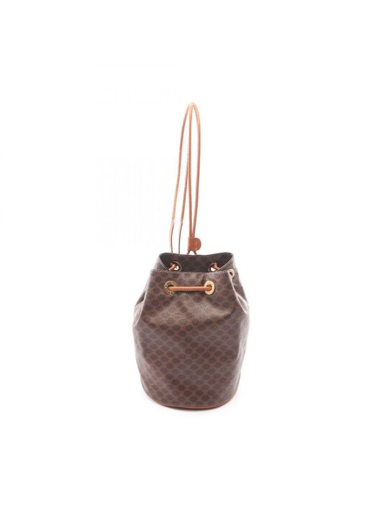 Celine Backpack Macadam Drawstring Dark Brown Canvas Leather Mini main image 9